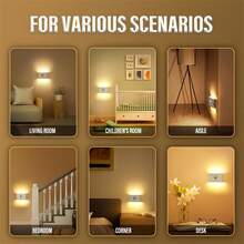 1pc/2pcs/4pcs LED Smart Sensor Night Light, Wireless USB Rechargeable Sensor Wall Light, With Motion Sensor, Upper And Lower Glow Protect Eyes Suitable For Bedroom, Hallway, Cabinet, Bathroom, Kitchen, Drawer - White - View 6