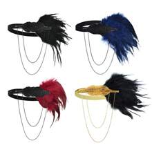 D EXCEED 1PC 1920s Women's Chain Decoration Imitation Feather Headband Ball Headband Halloween Dance Costume Accessories Gifts For Mothers And Teachers - Multicolor - View 7