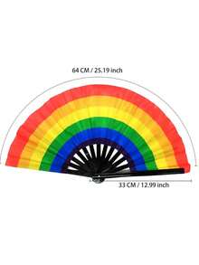 1PC Rainbow Folding Fan Bamboo Handheld Fan Colourful Chinese Kung Fu Folding Fan Wedding Dance Performance Hand Fans For Party Rave - Multicolor - View 2