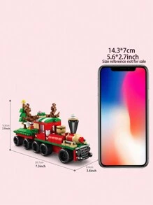 Conjunto de Blocos de Montar 6 em 1 com Papai Noel, Boneco de Neve, Rena, Árvore de Natal, Trenzinho Pequeno, Casa de Natal, Casa de Pão de Mel, Trenó da Rena, Bolo de Natal, Casa de Waffle, Caixa de Música de Árvore de Natal, 14+ anos, Modelo Educativo DIY para Montagem, Decoração de Festa de Natal, Blocos de Montar de Trem, Decorações de Árvore de Natal, Blocos de Montar de Carros - Multicolorido - Visão 4