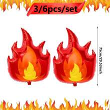 全新火焰气球消防车消防员生日主题铝箔气球火焰形生日派对装饰气球 - 彩色 - 查看 2