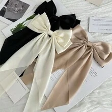 一個緞面純色長緞帶大蝴蝶結超仙髮夾DIY配件、禮物和裝飾 - 彩色 - 查看 1