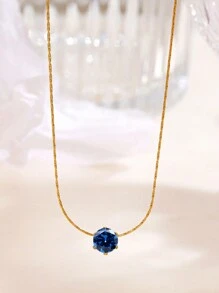1 Peça Colar Pingente De Diamante De 6 Presilhas Em Aço Inoxidável Com Design Único No Estilo Europeu E Americano Banhado A Ouro, Adequado Para Uso Diário E Festa De Namoro