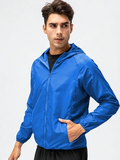 1pc Lightweight Water-Resistant Jacket For Men, Quick-Dry Outdoor Casual Windbreaker, Suitable For Summer And Autumn, Running, Cycling'