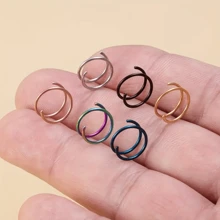 2PCS 316 Surgical Steel 20G Valentine's Day Gifts 8mm Double Nose Hoop Ring For Single Piercing Nose Hoop, Twist Nose Ring Hoop For Men,Spiral Nose Hoop For Girls Best Gift, Nostril Piercing Jewelry Segment Clicker Ring Septum Conch Helix Cartilage Nose Ring Black Hoop 0.8mm Lip Ring,Cartilage Hoop Rook Earrings Tragus Septum Piercing Nose Rings Conch Daith Ear, Black Earlobe Earring,Body Pierecing Jewelry ,Nipple Ring Ear,Mom,Mother,Mother's Day,Gift - Nose Ring - View 4