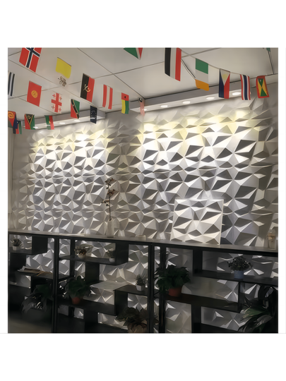 NKEN Art 3D PVC Wand Panels In Diamond .11.8 11.8"/19.7*19.7" Matt White/Black/Pink Material, Odorless, Lightweight, Easy To Install, Fire Resistant, Waterproof Moisture Proof, ation Homes, Rooms, Bathrooms, Bedrooms, Living Rooms.. ations. ,Wallpaper Adhered The Becomes Art. view 3