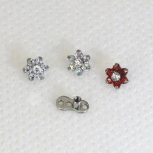 1pc 14G Flower Stud Collarbone Piercing, Fresh And Punk Body Jewelry Ins Style - Multicolor - View 7