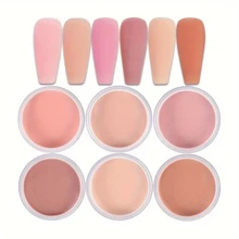 6pcs Nude Acrylic Powder Set For 3D Nail Art Sculpture And Extension, DIY Nail Art Toolacrylic Press On Nails - Multicolor - View 2