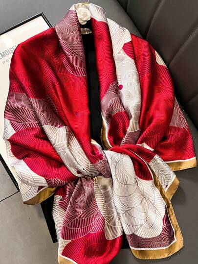 1 件花卉印花围巾优雅户外防晒浪漫适合户外和旅行头巾、发带、头带非常适合装扮您的冬季秋季