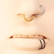 ADYJELY 3 件装防过敏不锈钢双环鼻环套装鼻中隔穿孔软骨耳环，扭曲鼻环圈，螺旋鼻环，适合女孩的最佳礼物，鼻孔穿孔首饰分段响片环鼻中隔海螺耳轮软骨鼻环黑环 0.8 毫米唇环，软骨环 Rook 耳环耳屏鼻中隔穿孔鼻环海螺耳甲耳，黑色耳垂耳环，女性身体穿孔首饰 - StyleX - 查看 7