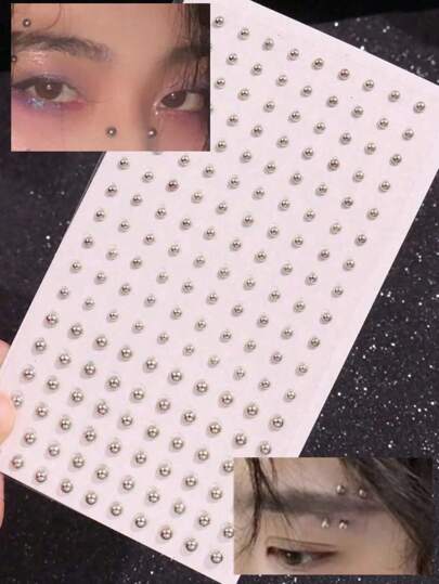 165pcs/Set 3-6m Adhesive Fake Eyebrows Lip Piercing Non-Piercing Body Jewelry Face Accessories