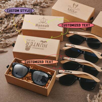 Personalized Groomsman Fashion Glasses Engraved Box, Customized Paper Gift Box, Wedding Gift, Groomsman Glasses, Birthday Gift, Party Favor, Father's Day Gift