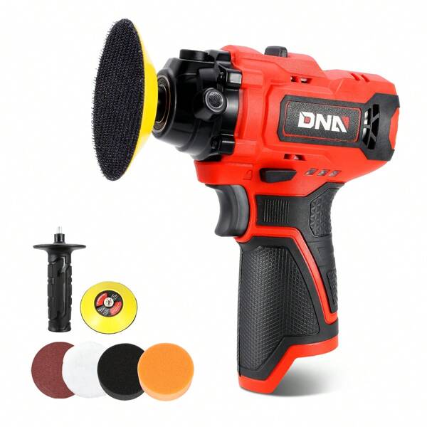 12V Cordless Polisher Tool Set 2-Gear Speed For Car Detailing/Home Appliance Polishing, Red Color (Bare Tool)