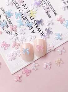 50 Pieces Of Resin, Small Bow, Design Nail Decoration, DIY Mini Bow, Nail Design, Nail Salon, Japanese And Korean Minimalist Fashion, Nail Products, Nail Charm, Nail Art, Nail, Random Mixing Of Various Colors Summer, Candy Color, Nail DIY Nails Charms Nails Supplies Nail Gems