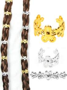 40Pcs Gold-Color Hair Beads For Braids Adjustable Micro Rings Hair Bead Cuff Clips Dreadlock Beads - Multicolor - View 1