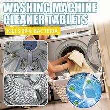 12-Piece Set Of Deep Cleaning Effervescent Tablets For Washing Machine Water Tank - Powerful Deodorizing And Descaling Solution - Effective Household Cleaning Tool For Fresh Laundry - Blue and White - View 2