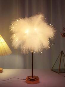 DeTODO Linda Lampara Decorativa de Plumas - Blanco - Ver 4