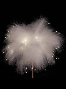 DeTODO Linda Lampara Decorativa de Plumas - Blanco - Ver 3