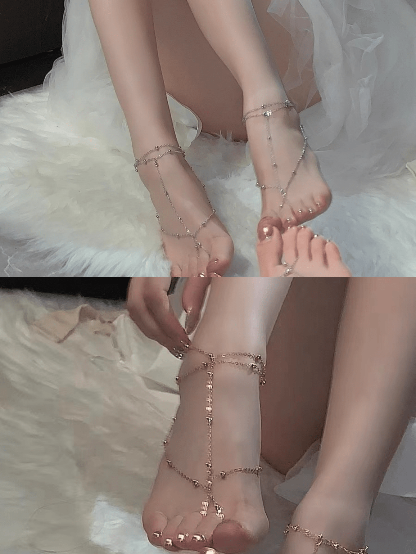 أنكليت سلسلة معدنية مع حلية أصابع القدم متعددة الط...