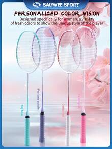 SALYWEE Blossom Rain Series 2pcs Carbon Fiber Badminton Rackets With Free Bag 5U 22-26Lbs Resilient Perfect For Beginners To Pros - Multicolor - View 9