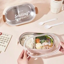 Stainless Steel Insulated Lunch Box, Microwavable, Large Capacity, Portable, With Compartments For Office Workers And Students - Multicolor - View 3