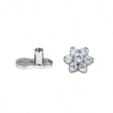 1pc 14G Flower Stud Collarbone Piercing, Fresh And Punk Body Jewelry Ins Style - Multicolor - View 8