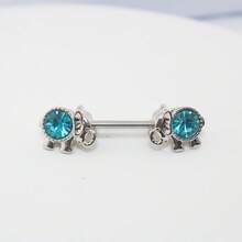 2pcs Set Of Body Piercing Jewelry With Nipple Rings And Elephant Shape, Gold Plated With Rhinestone Effect, European And American Fashion Personalized - Elephant Nipple Ring Gemstone - View 9