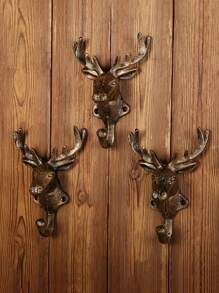 1 Stück Amerikanischer nordischer INS Hirsch-Kopf-Eisenhaken Wand dekorativer Haken, Gusseiserner Hirsch-Geweih-Einzelaufhänger zur Wandmontage