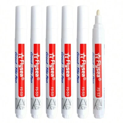 6pcs White Porcelain Tile Repair Pen For Wall Grout Fill Crack Restore Marker, For Bathroom And Kitchen Floor/Wall Back To School