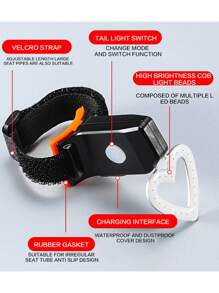 1pc Usb Rechargeable Bike Light, Heart-Shape Round Led Bicycle Front And Rear Caution Light, Waterproof Bicycle Tail Light With Cob Technology For Night Riding Lighting Equipment