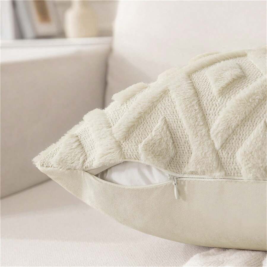 2pcs Throw Pillow Covers 18x18 Inch Beige Pink Decorative Pillow Covers