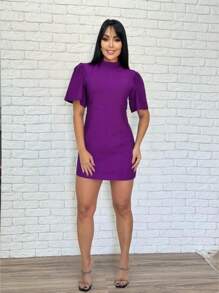Women Short Dresses - 紫色 - 查看 3