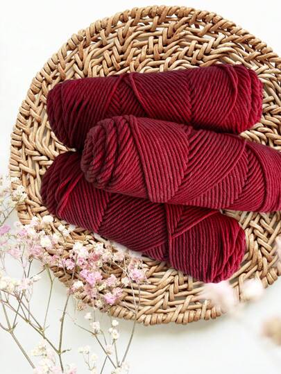3pcs 100g Knitted Yarn, Soft Knitting Material For DIY Scarf, Doll, Handmade Gift