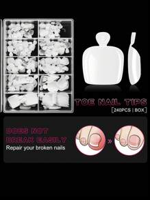 240 Chiếc Đầu Móng Tay Giả 12 Kích Cỡ Màu Trắng Bao Phủ Toàn Bộ Đầu Móng Chân Giả Ấn Vào Salon Ngón Chân Móng Tay Nghệ Thuật Thiết Kế Mở Rộng móng Chân Đồ Dùng Làm Móng Acrylic Nhân Tạo - trắng - Xem 4