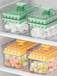 Ice Cube Tray With Lid And Bin, 2 Packs For Freezer, 68Pcs Ice Cube Mold-Green - Green - View 6