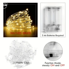 Fairy Photo Clip String Lights With 20 Clear Clips - Touch-Controlled, Water-Resistant, Matte Metal Finish - Perfect For Wedding, Dorm, Bedroom Wall Decor - Multicolor - View 6