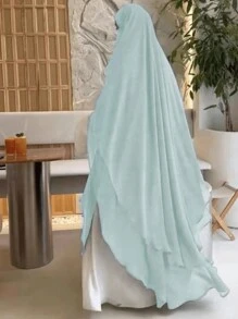 1 pièce Foulard long à double couche en mousseline de soie pour femmes, mode et élégant, convient pour le port quotidien et la prière pour le voile respirant et doux sous la abaya - Multicolore - Voir 4