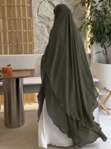1 pièce Foulard long à double couche en mousseline de soie pour femmes, mode et élégant, convient pour le port quotidien et la prière pour le voile respirant et doux sous la abaya - Multicolore - Voir 14