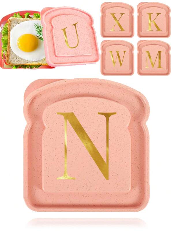 Portable Lunch Box Toast Case Bread Sandwich Storage Preservation Portable Organizer Durable Lunch Case With Lid Allow Microwave Heating And Frozen Preservation Christmas Halloween Gift﻿ Initial Name 26 Letters Pattern