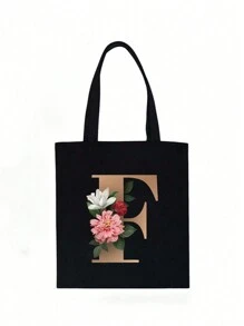 1 Stück Mode-Lässig Segeltuch Handtasche mit goldenem Buchstaben-Muster, Schultertasche, große Kapazität Frauen Einkaufstasche, faltbare wiederverwendbare Reisetasche, Urlaubsgeschenk, geeignet als Geschenk für Klassenkameraden, Freunde, Brautjungfern, Schwestern, Mütter, sehr passend für Schüler, die zur Schule zurückkehren, Sommerferien, Strand, Reisen, Pendeln, Geschäftsreisen, Picknick, Camping, Supermarkt, täglichen Gebrauch