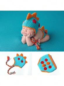 婴儿卡通狮子/恐龙造型新生儿摄影服装，婴儿针织拍照道具，婴儿洗礼家庭装饰礼物，婴儿洗礼复活节礼物，适合女孩/男孩的物品 - 彩色 - 查看 6