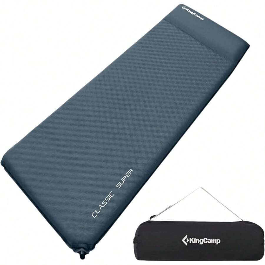 KingCamp Self Inflating Sleeping Pad For Camping With Built-In Pillow, Ultralight Sleeping Pad Camping Mat Durable For Camping Backpacking Hiking Single Double, 4 Size