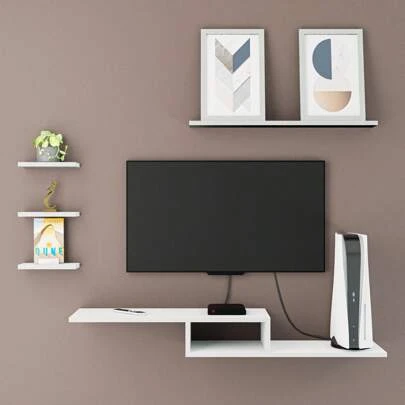 Rack de MDF Suspenso com 4 Prateleira de Nicho Organizador