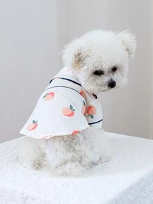 PETCIRCLE 1pc Pet Clothes, Dog/Cat Apparel, Cute Fruit Pajamas For Small Dogs, Puppies, Teddy, Chihuahua - Pink - View 5