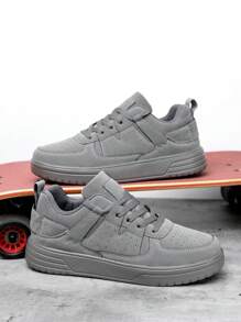 (尺码偏小) 男士时尚复古灰色系带休闲运动鞋，青少年轻便户外百搭滑板运动鞋，跑步鞋，情侣鞋