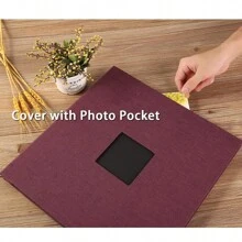 رمضان زينة رمضان ألبوم بنافذة 28x27 سم لاصق ذاتيًا قطعة واحدة، ألبوم خاص بالخردة مع 40 صفحة قماشية مزدوجة الجوانب وقلم معدني، كتاب تذكاري للذكرى السنوية للأطفال والزفاف والمنزلي، مناسب للحفلات السنوية والمناسبات، يمكن تخصيصه يدويًا - الأرجواني العميق - مشاهدة 3