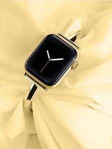 1pc Luxury Shiny Gold Metal Watchband, Compatible With Ultra2, SE, S9/8/7/6/5/4/3/2/1 Series Smartwatch, Fashion Elegant Strap For Young Women, Size 38/40/41mm & 42/44/45/49mm Smartwatch Accessories