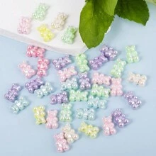 30/60/100 pièces Perles d'espacement d'ours colorés, accessoires de bijoux DIY pour fabrication de bijoux faits à la main et pour décoration