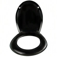 LILIIN 45 X 38cm Black Pattern Toilet Lid WC Seat With Soft Close Made Of Duroplast And Stainless Steel, Antistatic Antibacterial Easy To Clean Removable For Most Toilet Lids Wall Hung WC - Black Pattern - View 2