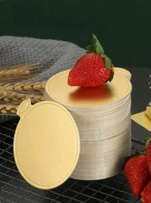 50入方形金色厚慕斯蛋糕紙板套裝，婚禮蛋糕糕點底座，迷你蛋糕板，蛋糕切片底部，慕斯墊，甜點，塑料和紙板三角形和圓形墊子，蛋糕切割托盤